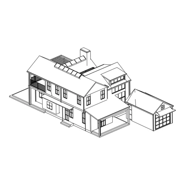 Casa edifício arquitetura conceito esboço ilustração 3d. arquitetura moderna exterior. arquitetura abstrata . — Vetor de Stock