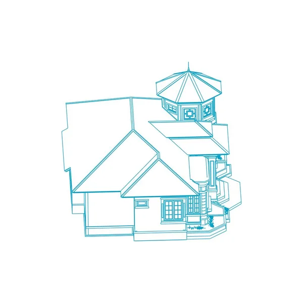 Conception d'architecture de bâtiment de maison croquis illustration 3D. architecture moderne extérieure. architecture résumé . — Image vectorielle