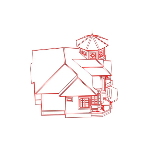 Casa edificio arquitectura concepto boceto 3d ilustración. exterior de arquitectura moderna. arquitectura abstracta . — Archivo Imágenes Vectoriales