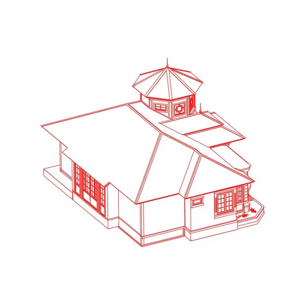 Архитектурный эскиз дома 3d иллюстрации. современный архитектурный экстерьер. архитектура . — стоковый вектор