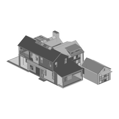 Ev bina mimarisi kavramı illüstrasyon. Plan veya Tel çerçeve stili.