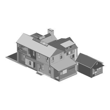 Ev bina mimarisi kavramı illüstrasyon. Plan veya Tel çerçeve stili.