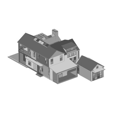 Ev bina mimarisi kavramı illüstrasyon. Plan veya Tel çerçeve stili.