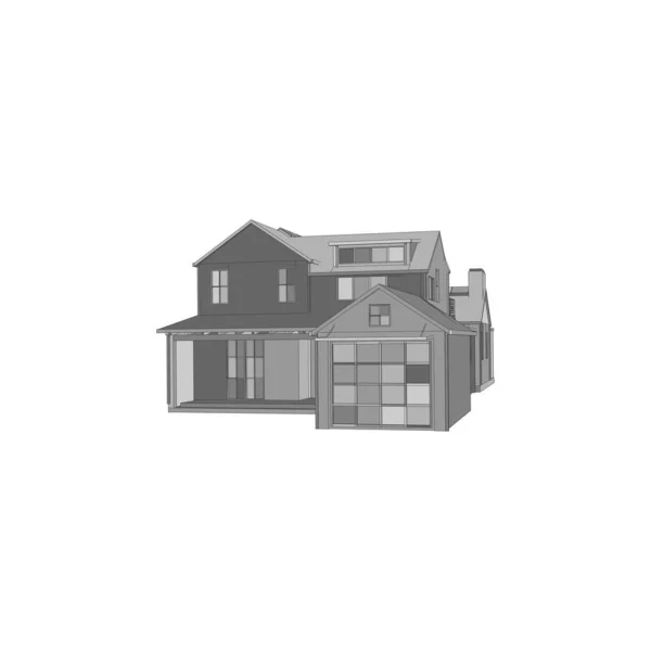 Ház épület építészet koncepció illusztráció. Terv vagy drótváz stílus. — Stock Vector