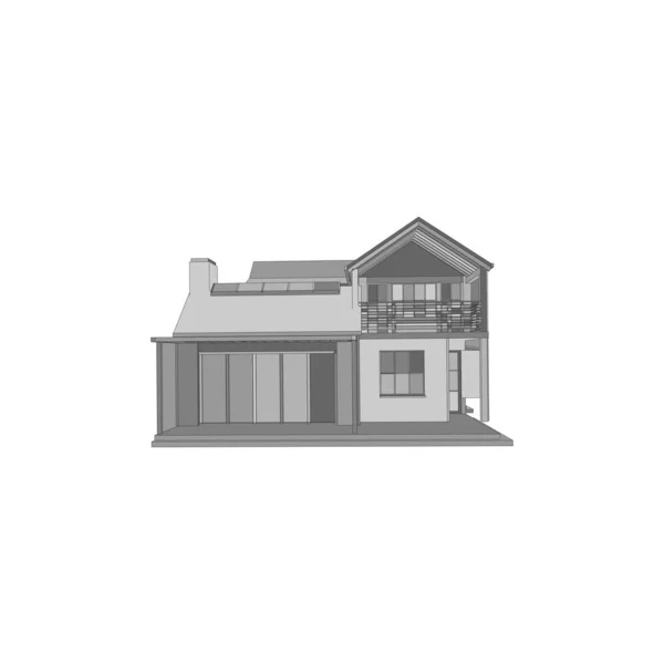 House building architecture concept illustration. Blueprint or Wire-frame style. — Stock Vector