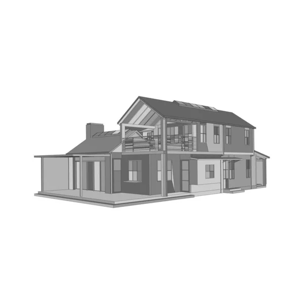 房屋建筑概念图。蓝图或线框样式. — 图库矢量图片