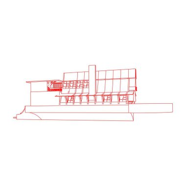 Ev bina mimarisi kavramı illüstrasyon. Blueprint veya Tel çerçeve stili. modern mimari dış. mimari soyut.