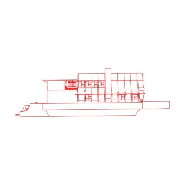 Ev bina mimarisi kavramı illüstrasyon. Blueprint veya Tel çerçeve stili. modern mimari dış. mimari soyut.