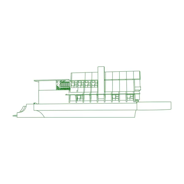 Haus Gebäude Architektur Konzept Illustration. Blaupause oder Drahtgestell-Stil. moderne Architektur außen. Architektur abstrakt. — Stockvektor