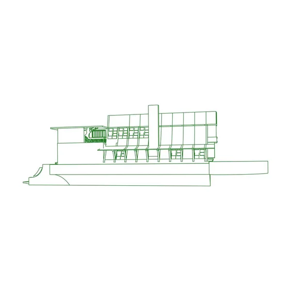 Casa edificio architettura concetto illustrazione. Schema o stile Wire-frame. architettura moderna esterna. architettura astratta . — Vettoriale Stock