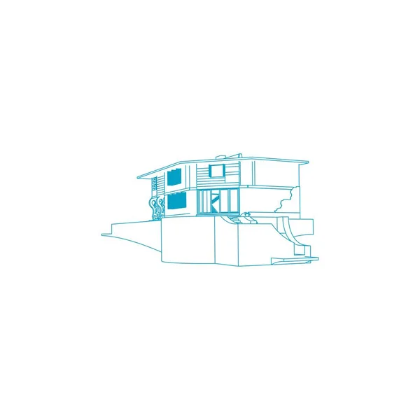 House building architecture concept illustration. Blueprint or Wire-frame style. modern architecture exterior. architecture abstract. — Stock Vector