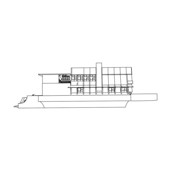 Casa edifício arquitetura conceito ilustração. Blueprint ou estilo Wire-frame. arquitetura moderna exterior. arquitetura abstrata . —  Vetores de Stock