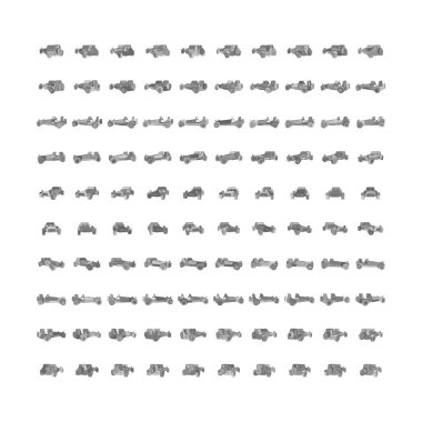 100 sets of colored car rotations