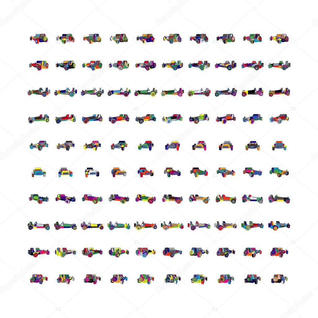 100 sets of Pop art car rotations