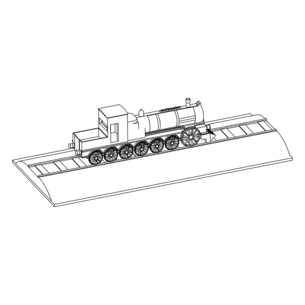 列車の線画 — ストックベクタ