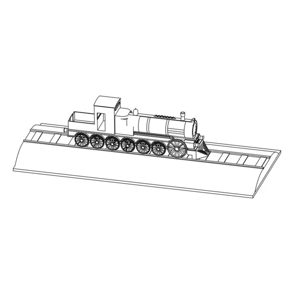 列車の線画 — ストックベクタ