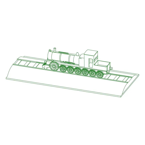 列車の線画 — ストックベクタ