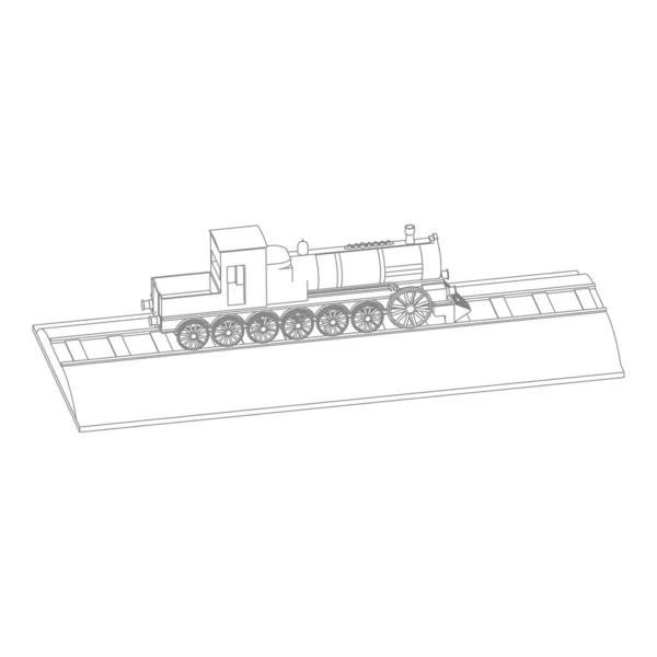 列車の線画 — ストックベクタ