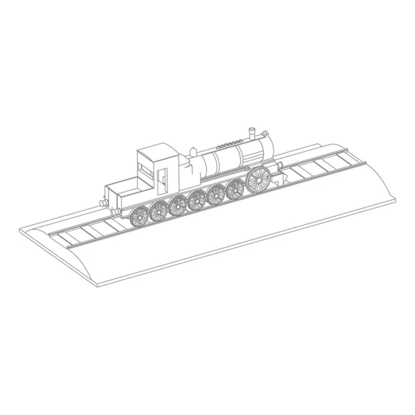 Arte de linha do trem — Vetor de Stock