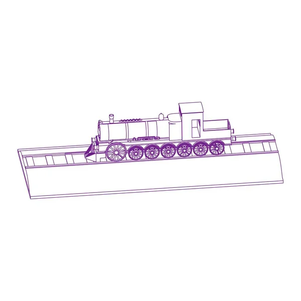 列車の線画 — ストックベクタ