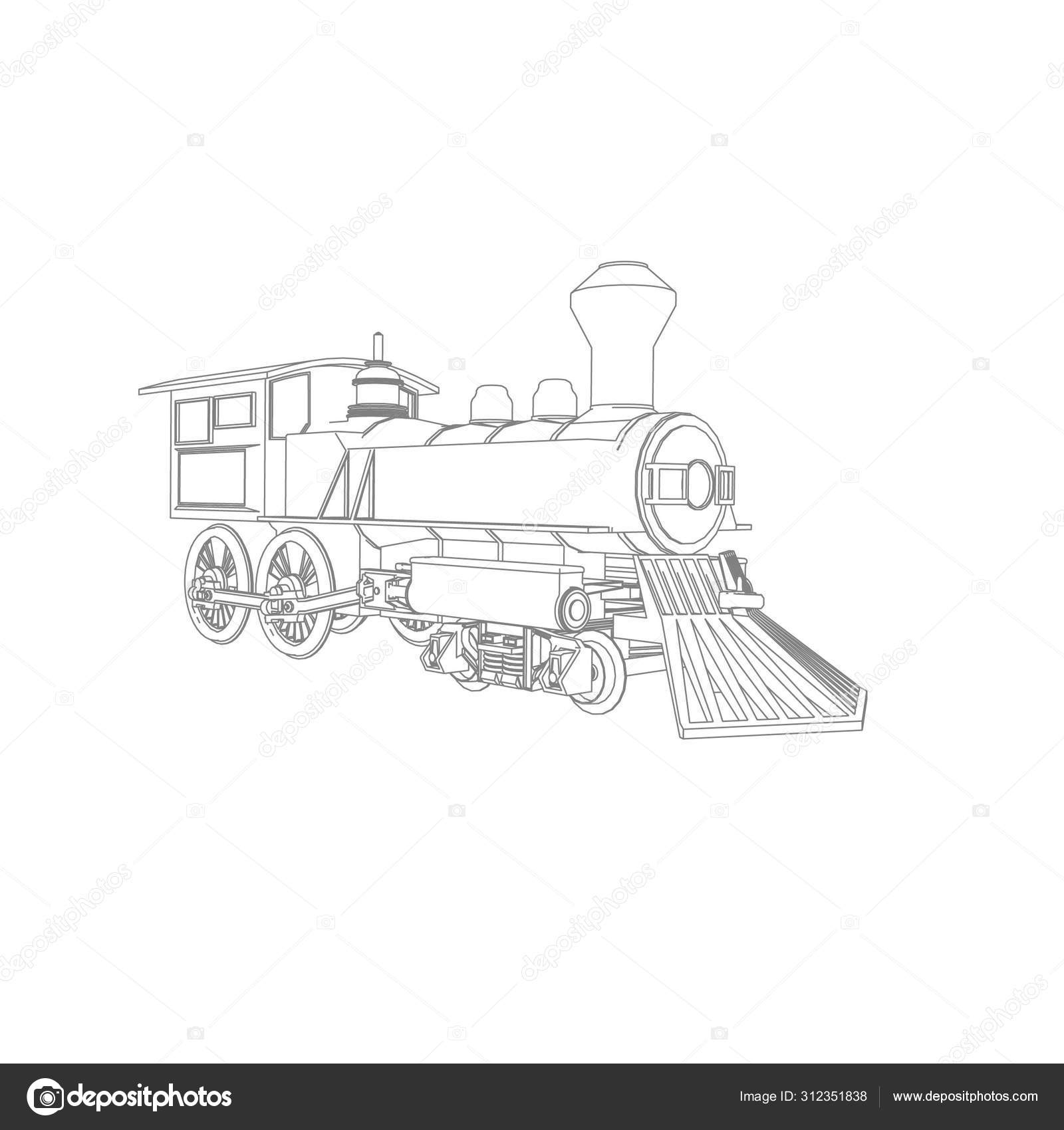 Line Art Of The Train Coloring Page Train Illustration For