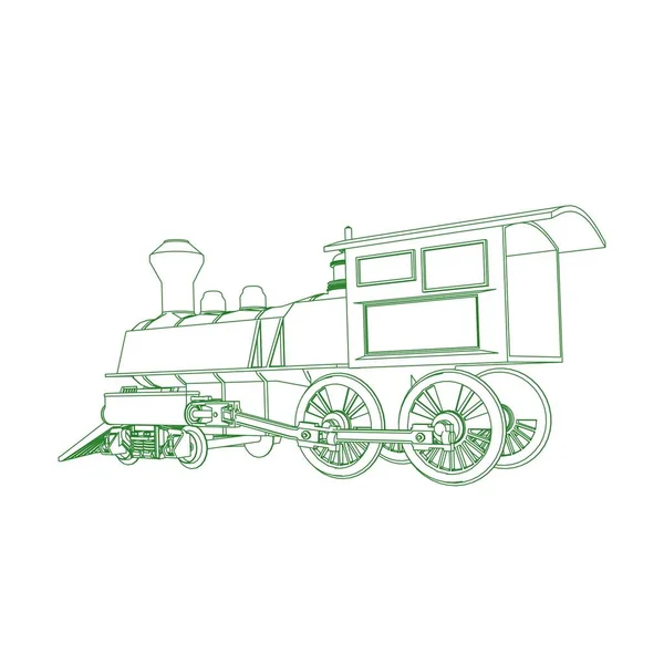 Línea de arte del tren. Dibujo para colorear - Tren - ilustración para los niños — Archivo Imágenes Vectoriales