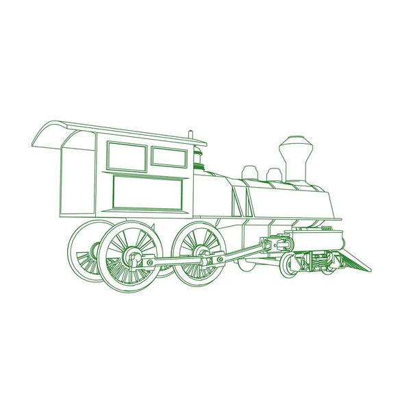 Art de la ligne du train. Coloriage - Train - illustration pour les enfants — Image vectorielle