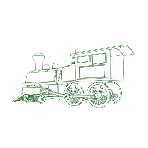 Art de la ligne du train. Coloriage - Train - illustration pour les enfants — Image vectorielle