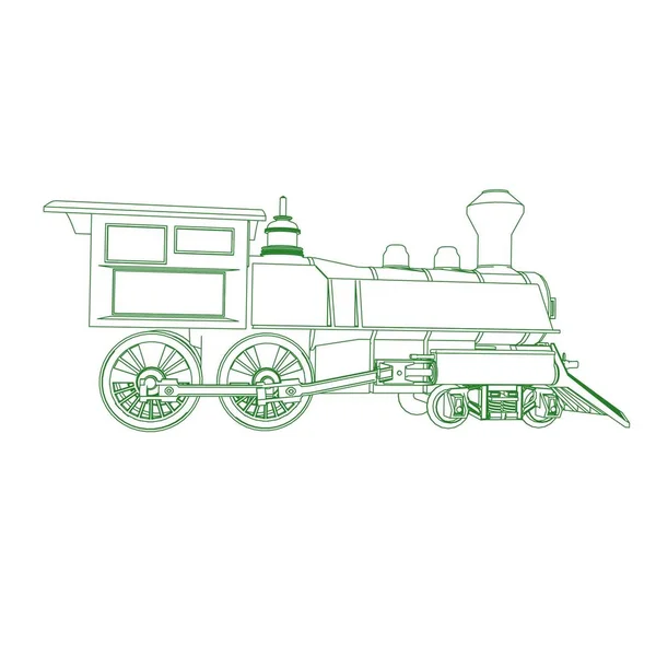 Línea de arte del tren. Dibujo para colorear - Tren - ilustración para los niños — Archivo Imágenes Vectoriales