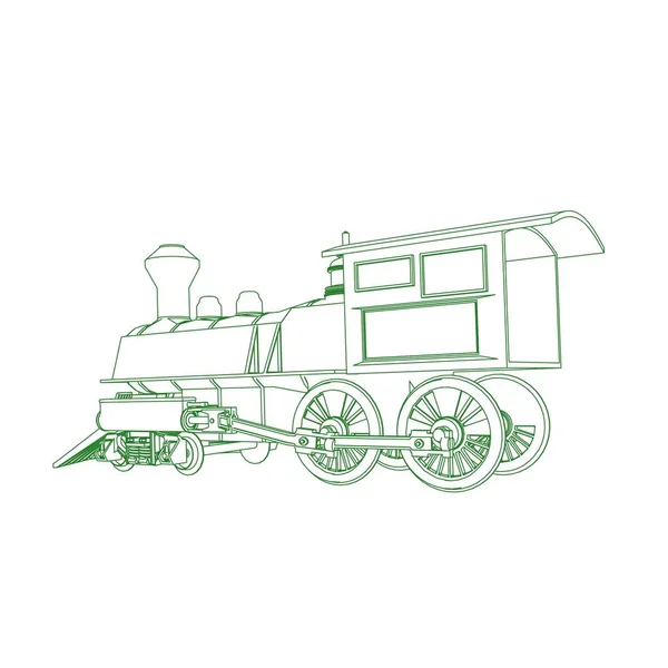 Línea de arte del tren. Dibujo para colorear - Tren - ilustración para los niños — Vector de stock