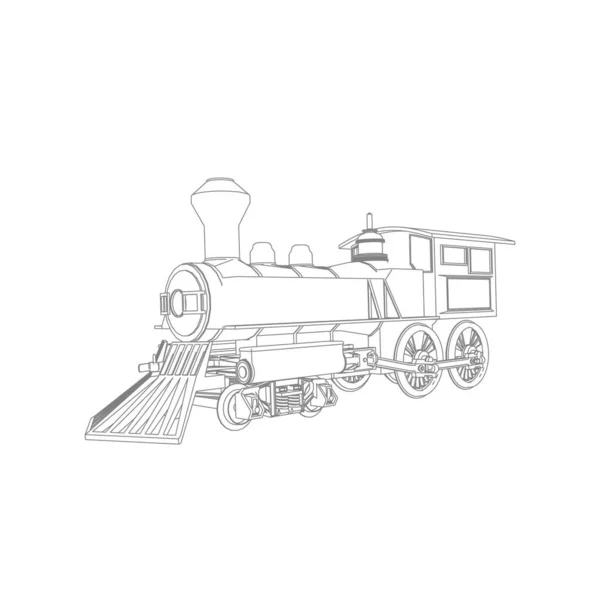 Linha de arte do trem. Desenho para colorir - Trem - ilustração para as crianças — Vetor de Stock