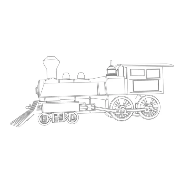 Line art of the train. Coloring page - Train - illustration for the children — Stock Vector