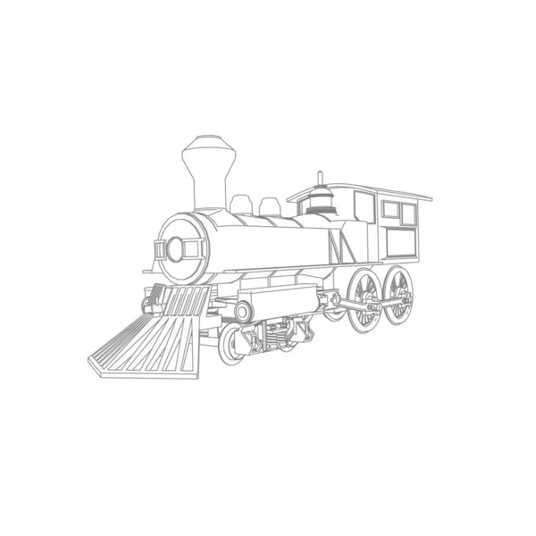 Line art of the train. Coloring page - Train - illustration for the children — Stock Vector