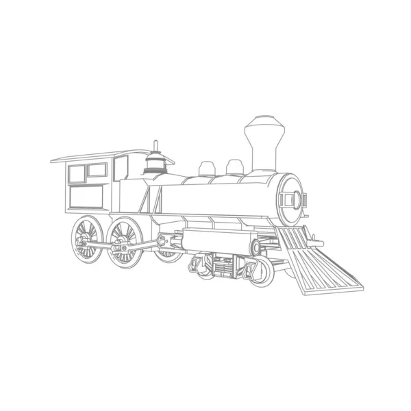 Art de la ligne du train. Coloriage - Train - illustration pour les enfants — Image vectorielle