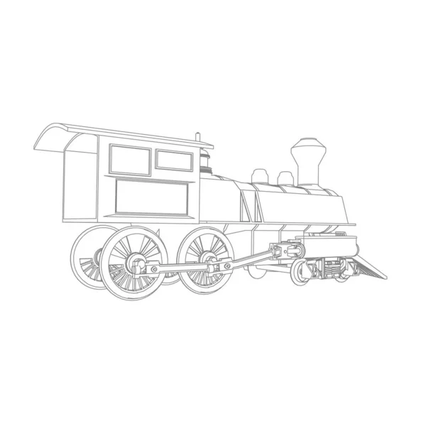 Línea de arte del tren. Dibujo para colorear - Tren - ilustración para los niños — Archivo Imágenes Vectoriales