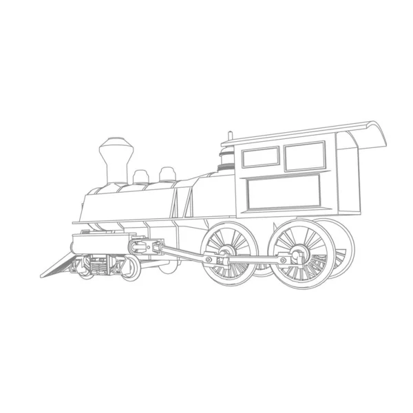 Tågets linjekonst. Coloring page - Tåg - illustration för barnen — Stock vektor