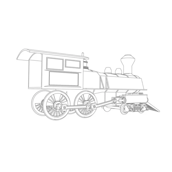 Line art of the train. Coloring page - Train - illustration for the children — Stock Vector