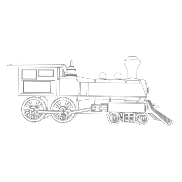 Línea de arte del tren. Dibujo para colorear - Tren - ilustración para los niños — Archivo Imágenes Vectoriales