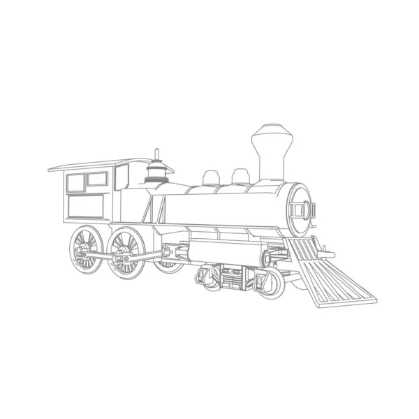 Γραμμική τέχνη του τρένου. Χρωματισμός σελίδας - Τρένο - εικονογράφηση για τα παιδιά — Διανυσματικό Αρχείο