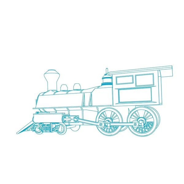 列車のラインアート。ぬりえページ-列車-子供のためのイラスト — ストックベクタ