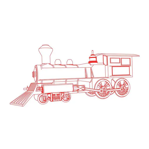 Linea arte del treno. Disegno da colorare - Treno - illustrazione per i bambini — Vettoriale Stock