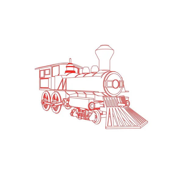 Line art kereta api. Coloring page - Train - ilustrasi untuk anak-anak - Stok Vektor