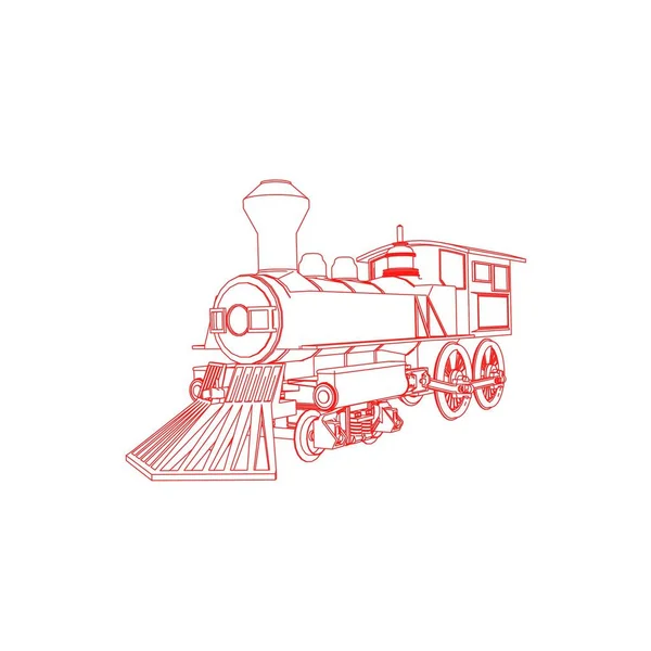 Line art of the train. Coloring page - Train - illustration for the children — Stock Vector