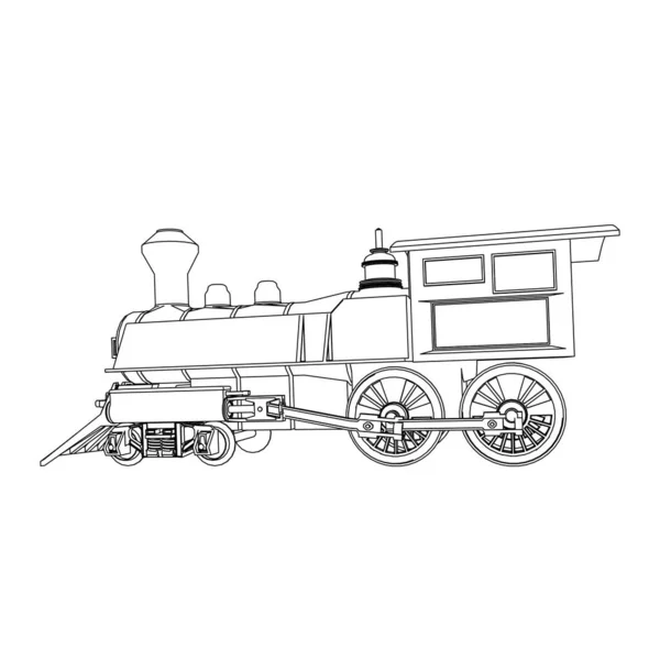 Line art of the train. Coloring page - Train - illustration for the children — Stock Vector