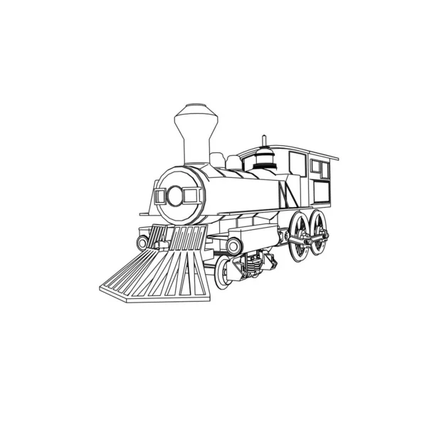 Line art of the train. Coloring page - Train - illustration for the children — Stock Vector