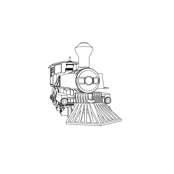 Art de la ligne du train. Coloriage - Train - illustration pour les enfants — Image vectorielle