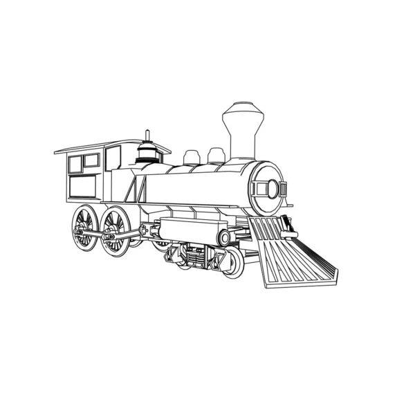 Line art of the train. Coloring page - Train - illustration for the children — Stock Vector