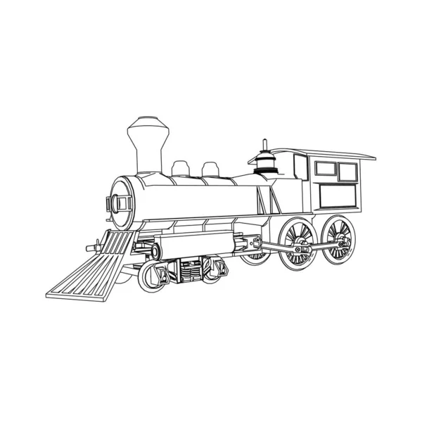 Line art of the train. Coloring page - Train - illustration for the children — Stock Vector