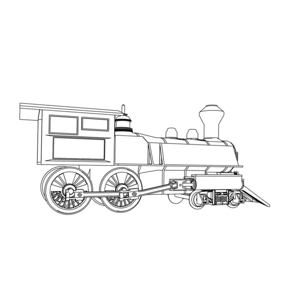 Line art of the train. Coloring page - Train - illustration for the children — Stock Vector