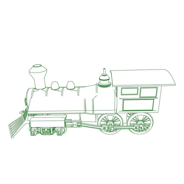 Línea de arte del tren. Dibujo para colorear - Tren - ilustración para los niños — Archivo Imágenes Vectoriales